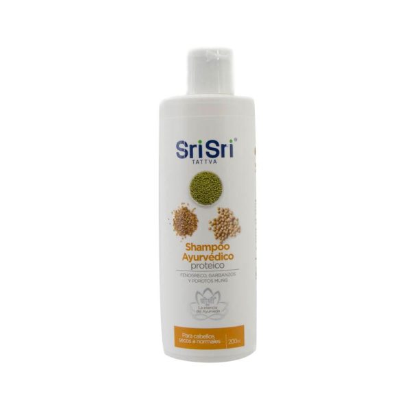 SRI SRI SHAMPOO AYURVÉDICO PROTEICO FENOGRECO, GARBANZOS Y POROTOS MUNG X 200ML