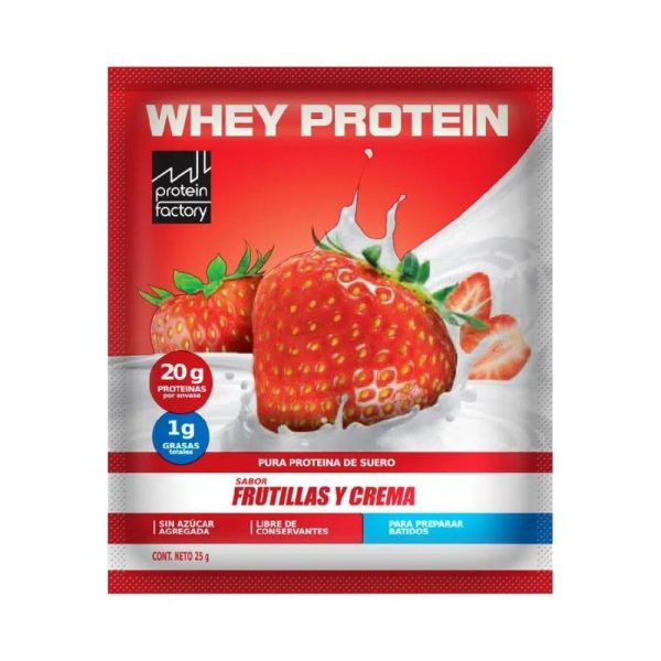 PROTEIN FACTORY WHEY PROTEIN FRUTILLA Y CREMA 1 PORCIÓN