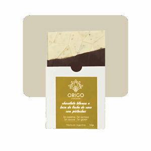 origo chocolate blanco con leche de coco y pistachos