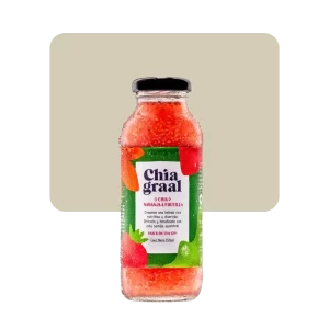 chia graal jugo con chia naranja y frutilla