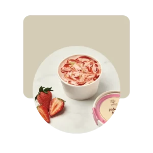 origo helado de frutilla con jalea de frutilla y limón