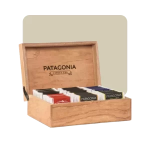 patagonia caja de madera te variados 60u