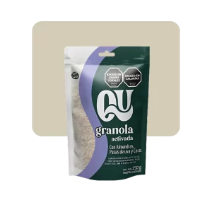 qu granola activada almendras, pasas de uva y coco