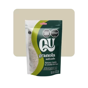 qu granola activada manzana, canela y castañas de cajú